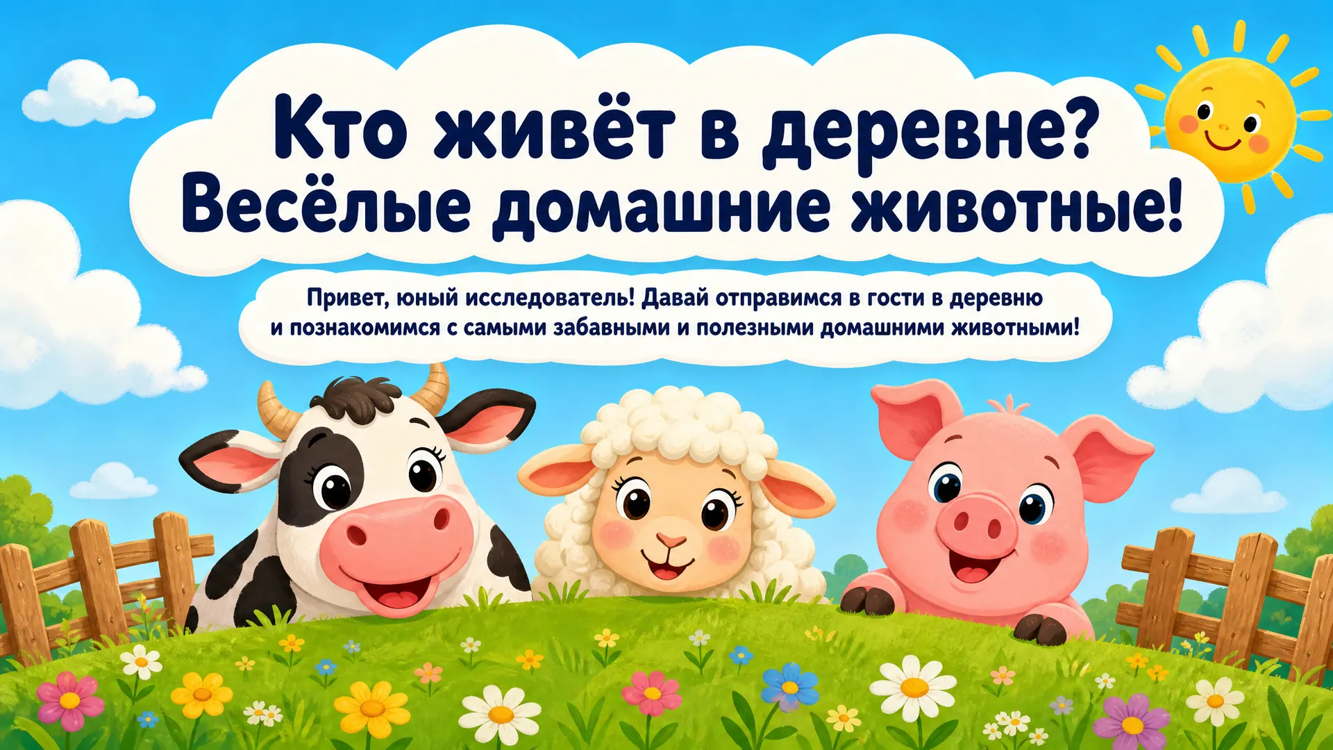 Кто живёт в деревне? Весёлые домашние животные!